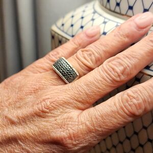 Genuine Blue Diamond and White Topaz 925 Sterling Sliver Ring